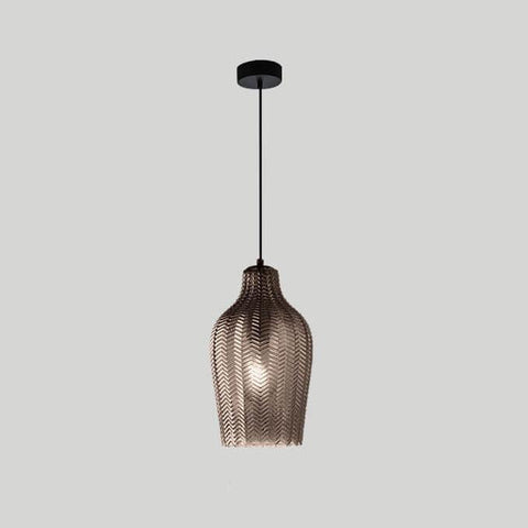 Wavy Glass Pendant Light with Textured Barrel Shade