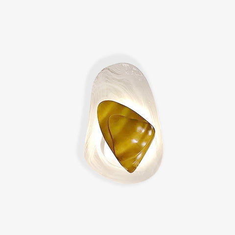 Wall Sconce with Rippled Glass Shade and Sculptural Metal Center