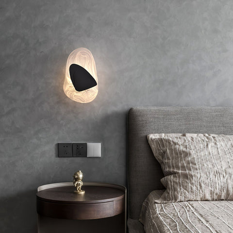 Wall Sconce with Rippled Glass Shade and Sculptural Metal Center