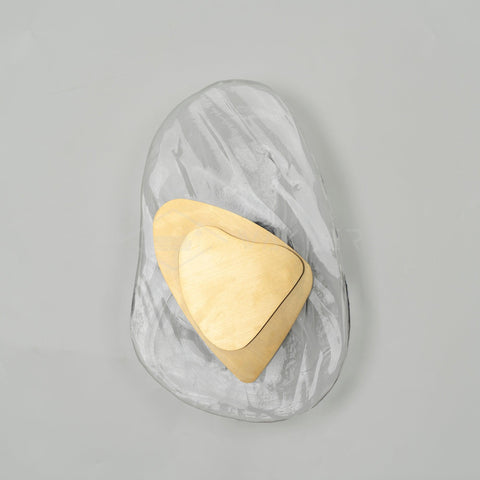 Wall Sconce with Rippled Glass Shade and Sculptural Metal Center