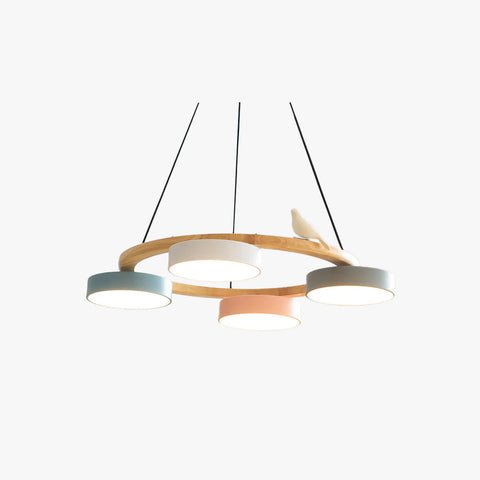 Wooden Bird LED Chandelier for Dining Room and Kitchen Lighting