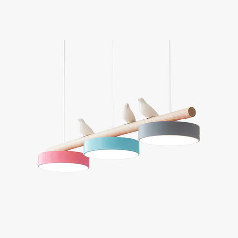 Wooden Bird LED Linear Pendant Light for Dining and Kitchen Lighting