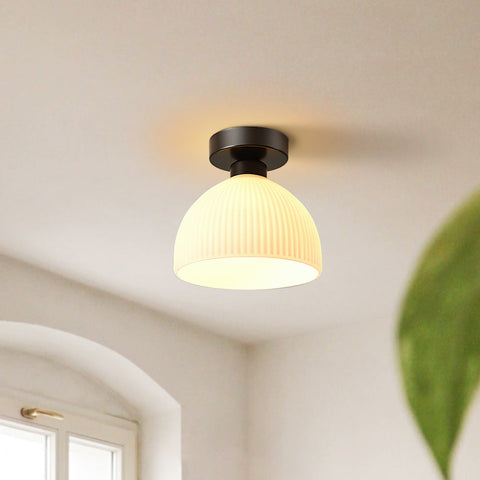 Mini Glass Ceiling Light with Ribbed Shade