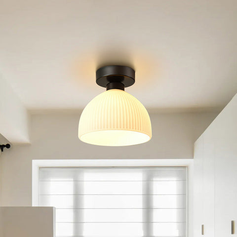 Mini Glass Ceiling Light with Ribbed Shade