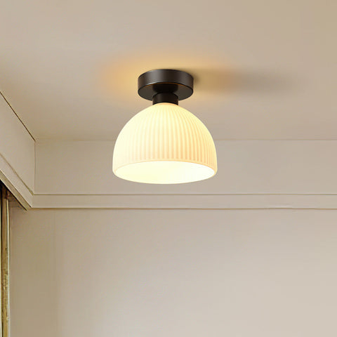 Mini Glass Ceiling Light with Ribbed Shade