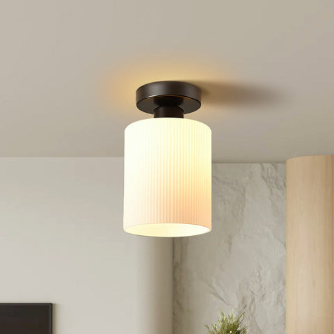 Mini Glass Ceiling Light with Ribbed Shade