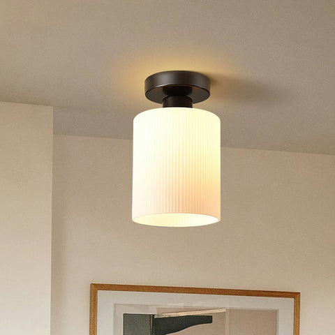 Mini Glass Ceiling Light with Ribbed Shade