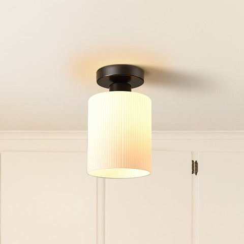 Mini Glass Ceiling Light with Ribbed Shade