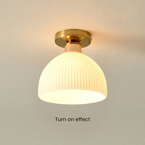 Mini Glass Ceiling Light with Ribbed Shade