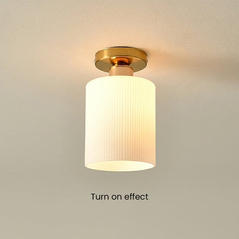 Mini Glass Ceiling Light with Ribbed Shade