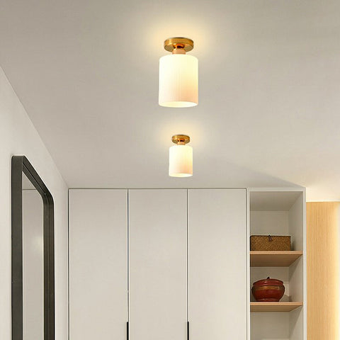 Mini Glass Ceiling Light with Ribbed Shade