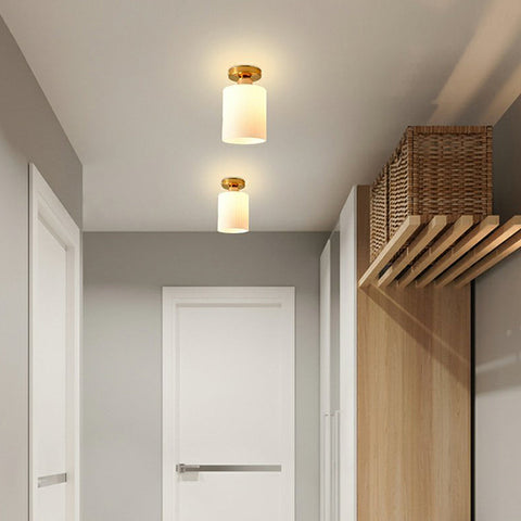 Mini Glass Ceiling Light with Ribbed Shade
