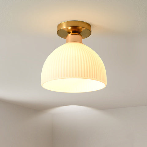 Mini Glass Ceiling Light with Ribbed Shade