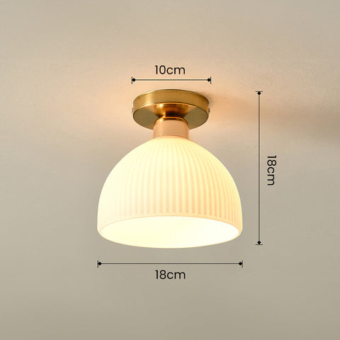 Mini Glass Ceiling Light with Ribbed Shade