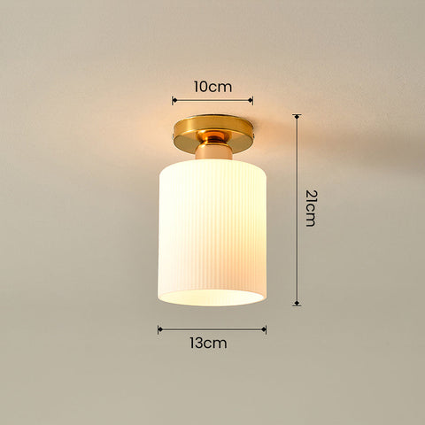 Mini Glass Ceiling Light with Ribbed Shade