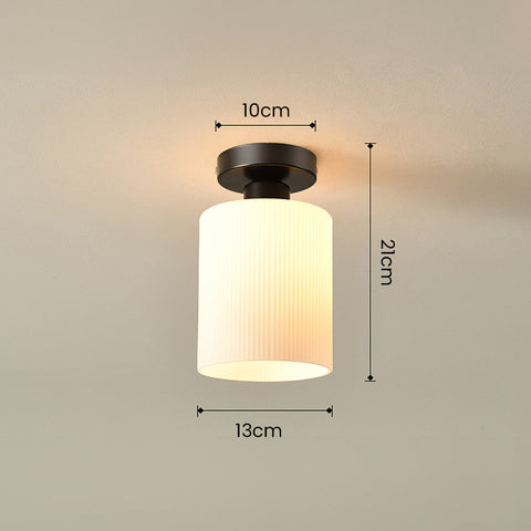 Mini Glass Ceiling Light with Ribbed Shade