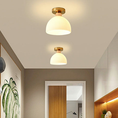Mini Glass Ceiling Light with Ribbed Shade