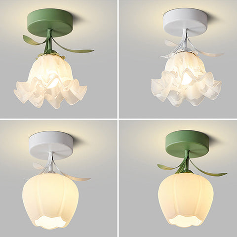 Glass Flower Ceiling Light with Petal Shade