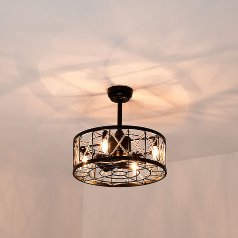 Cage Ceiling Fan with Light and Remote Control