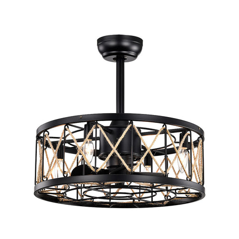 Cage Ceiling Fan with Light and Remote Control