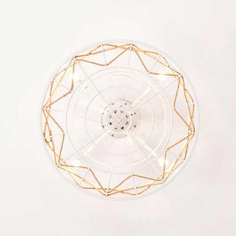 Cage Ceiling Fan with Light and Remote Control