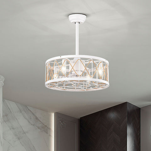 Cage Ceiling Fan with Light and Remote Control
