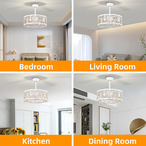 Cage Ceiling Fan with Light and Remote Control