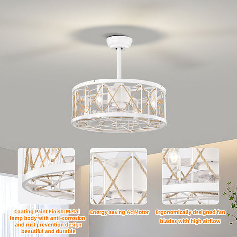 Cage Ceiling Fan with Light and Remote Control