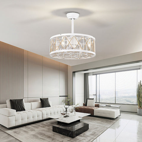 Cage Ceiling Fan with Light and Remote Control