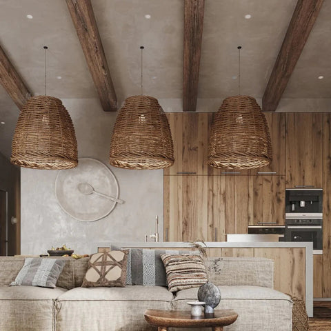 Handwoven Rattan Pendant Light for Dining Room and Bedroom Lighting