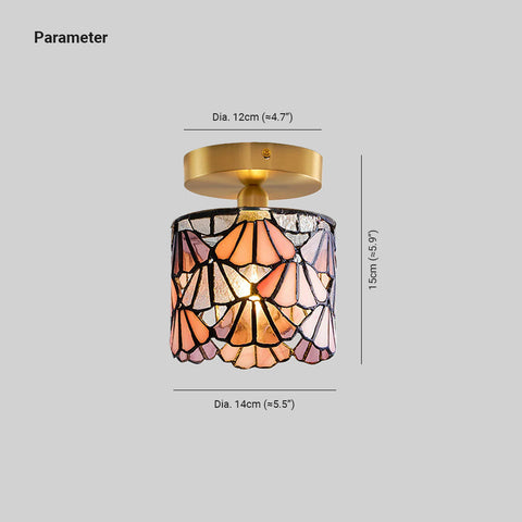 Stained Glass Flush Mount Ceiling Light for Living Rooms and Dining Areas
