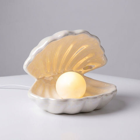 Decorative Shell Table Lamp with Removable Pearl-Style Light for Bedroom Decor