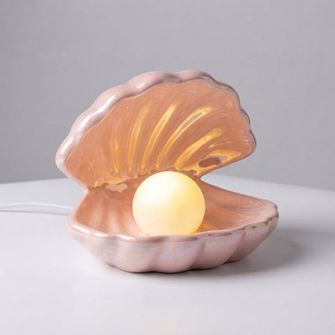 Decorative Shell Table Lamp with Removable Pearl-Style Light for Bedroom Decor