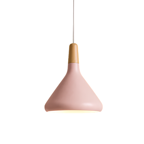 Wood-Accent Aluminum Pendant Light with Three Sizes for Indoor Use