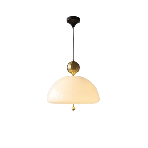 Bauhaus Glass and Iron Pendant Light with Wall-Switch Control