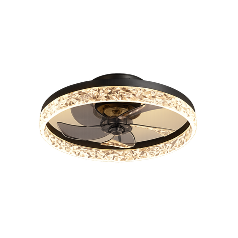 Faceted Acrylic LED Ceiling Fan Light with Variable-Frequency Motor