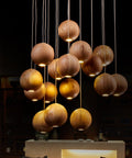 Solid Wood Globe Pendant Light with Suspended Sphere — product view