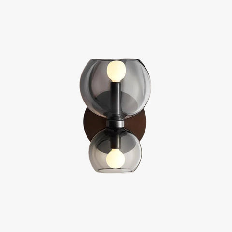 Modern Double LED Wall Light with Dual Glass Shades and Decorative Metal Base