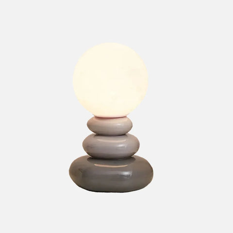 LED Table Lamp with Glazed Ceramic Base and Textured Lunar Globe