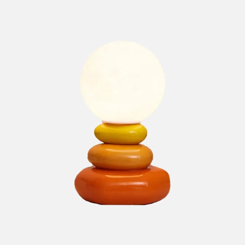 LED Table Lamp with Glazed Ceramic Base and Textured Lunar Globe