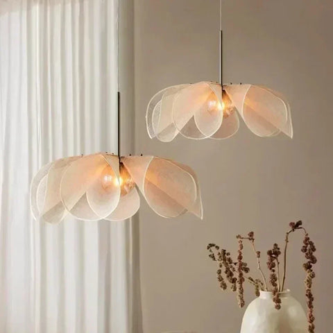 Pendant Light with Floral Mesh Shade