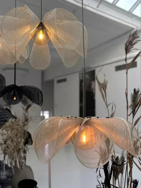 Pendant Light with Floral Mesh Shade