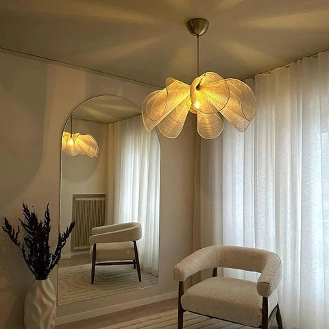 Pendant Light with Floral Mesh Shade