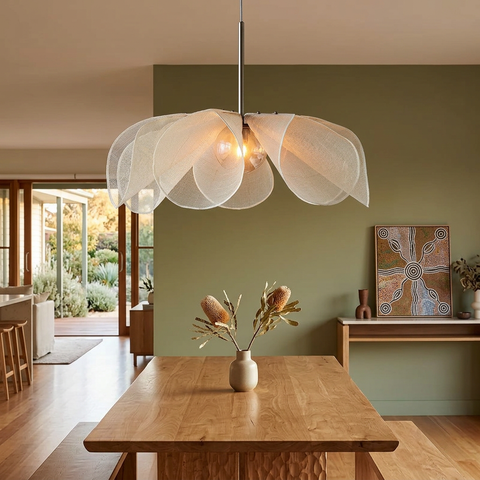 Pendant Light with Floral Mesh Shade