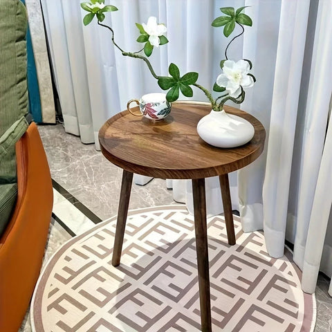 End Table with Round Wood Top