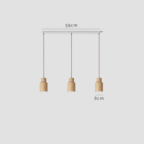 Pendant Light with Wood Cone Shade