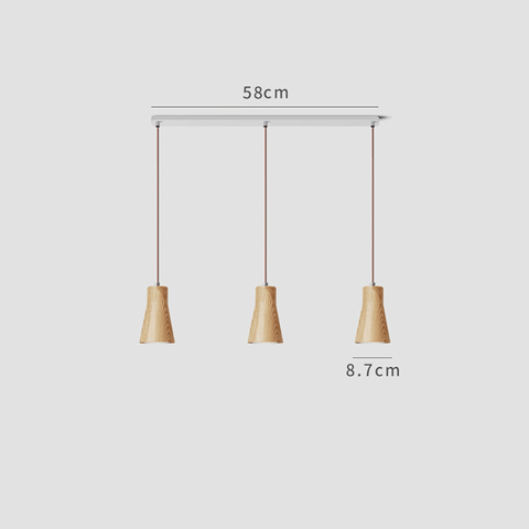 Pendant Light with Wood Cone Shade
