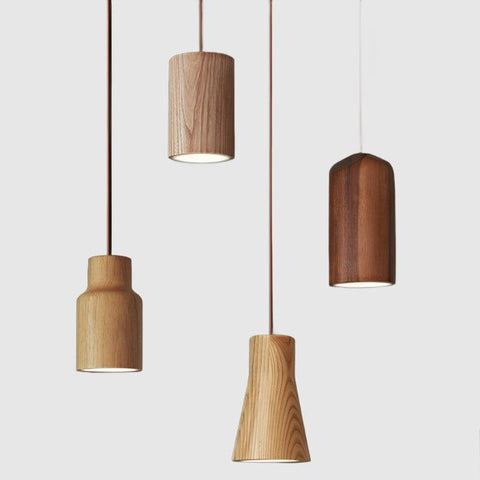 Pendant Light with Wood Cone Shade