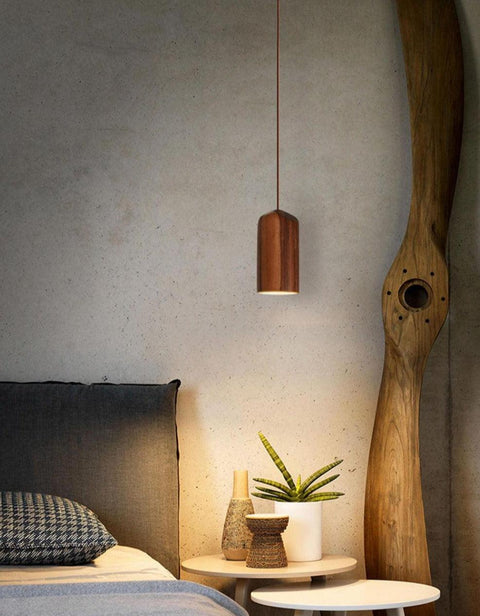 Pendant Light with Wood Cone Shade
