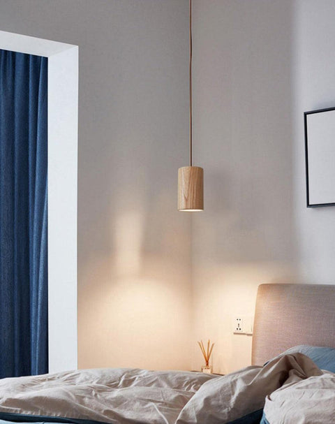 Pendant Light with Wood Cone Shade